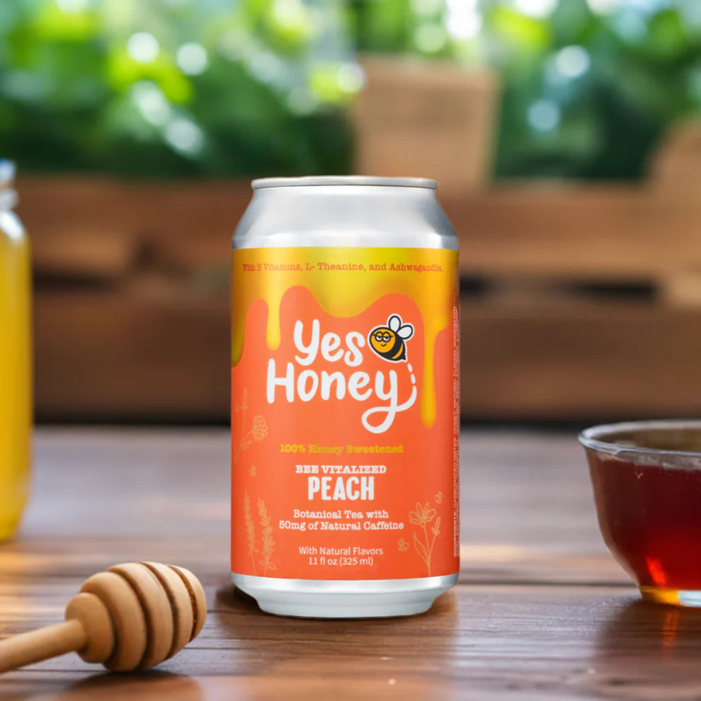 Bee Vitalized Sparkling Honey Sweetened Peach Tea 100% Honey-Sweetened
